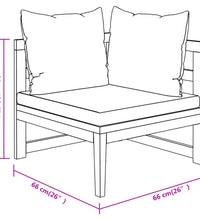 3-tlg. Garten-Lounge-Set mit Cremeweißen Kissen Massivholz Akazie