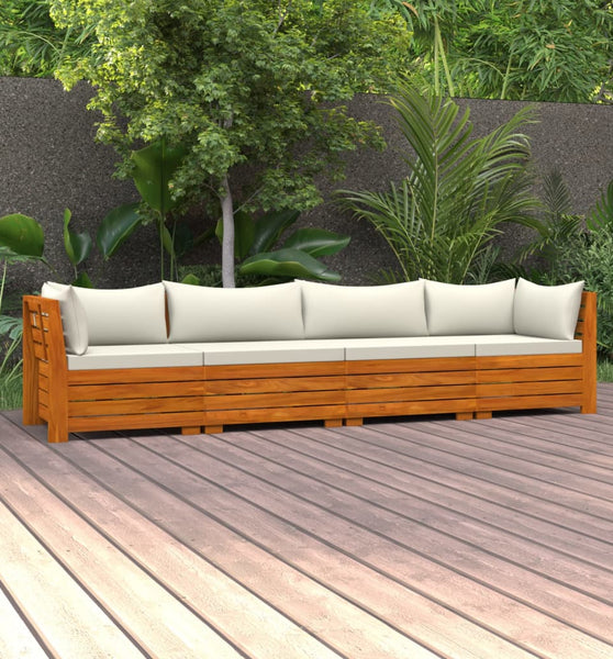 4-Sitzer-Gartensofa mit Kissen Massivholz Akazie