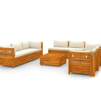 9-tlg. Garten-Lounge-Set mit Kissen Massivholz Akazie