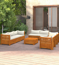 9-tlg. Garten-Lounge-Set mit Kissen Massivholz Akazie