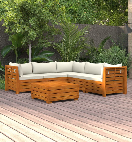 6-tlg. Garten-Lounge-Set mit Kissen Massivholz Akazie