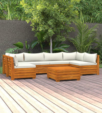 7-tlg. Garten-Lounge-Set mit Kissen Massivholz Akazie