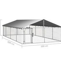 Outdoor-Hundezwinger mit Dach 600x300x150 cm