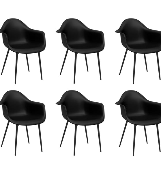 Esszimmerstühle 6 Stk. Schwarz PP