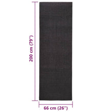 Teppich Natur Sisal 66x200 cm Schwarz