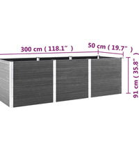 Hochbeet Grau 300x50x91 cm WPC
