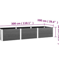 Hochbeet Grau 300x100x54 cm WPC