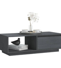 Couchtisch Grau 110x50x33,5 cm Massivholz Kiefer