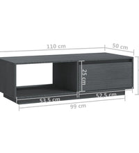 Couchtisch Grau 110x50x33,5 cm Massivholz Kiefer