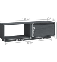 TV-Schrank Grau 110x30x33,5 cm Massivholz Kiefer