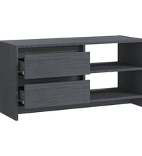 TV-Schrank Grau 80x31x39 cm Massivholz Kiefer