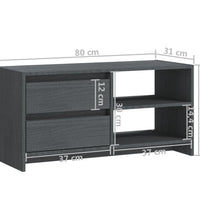 TV-Schrank Grau 80x31x39 cm Massivholz Kiefer