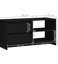 TV-Schrank Schwarz 80x31x39 cm Massivholz Kiefer