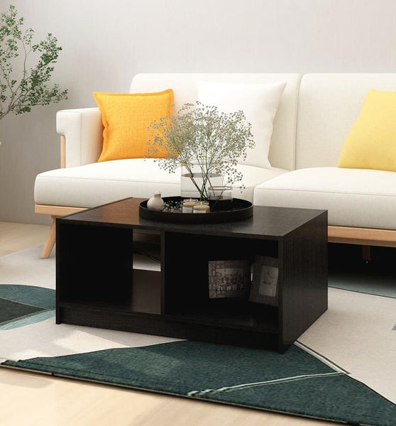 Couchtisch Schwarz 75x50x33,5 cm Massivholz Kiefer