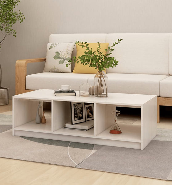 Couchtisch Weiß 110x50x34 cm Massivholz Kiefer