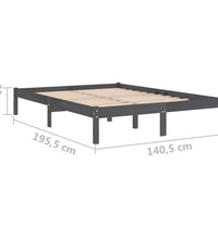 Massivholzbett Grau 135x190 cm