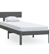 Massivholzbett Grau Kiefer 90x190 cm