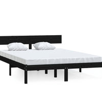 Massivholzbett Schwarz Kiefer 135x190 cm