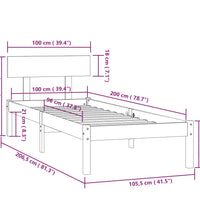 Massivholzbett Schwarz Kiefer 100x200 cm
