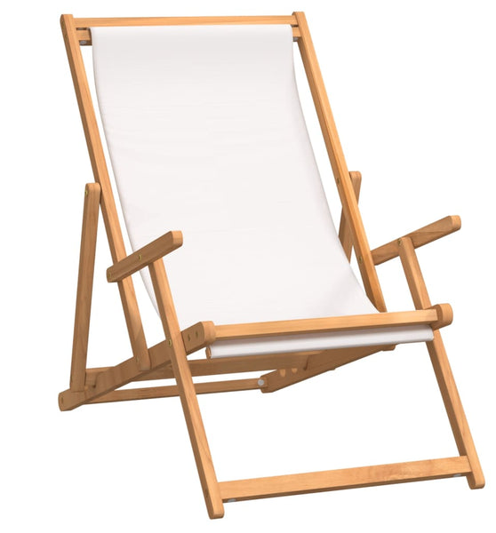 Strandstuhl Klappbar Massivholz Teak Creme