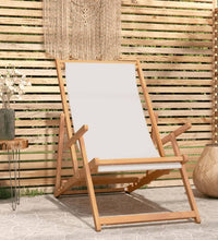 Strandstuhl Klappbar Massivholz Teak Creme