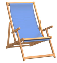 Strandstuhl Klappbar Massivholz Teak Blau