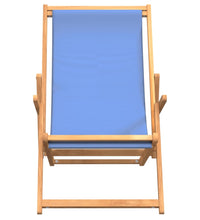 Strandstuhl Klappbar Massivholz Teak Blau