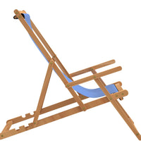 Strandstuhl Klappbar Massivholz Teak Blau