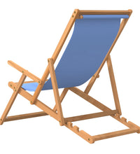 Strandstuhl Klappbar Massivholz Teak Blau