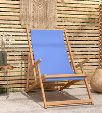 Strandstuhl Klappbar Massivholz Teak Blau