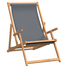 Strandstuhl Klappbar Massivholz Teak Grau