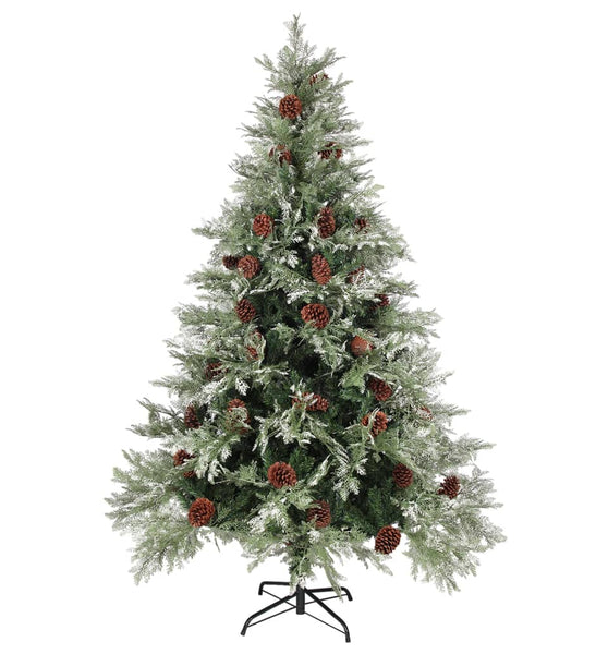Weihnachtsbaum mit Zapfen Grün und Weiß 150 cm PVC & PE