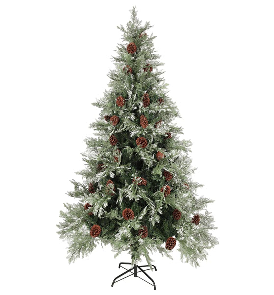 Weihnachtsbaum mit Zapfen Grün und Weiß 195 cm PVC & PE