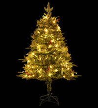 Weihnachtsbaum mit Beleuchtung und Kiefernzapfen Grün 120 cm