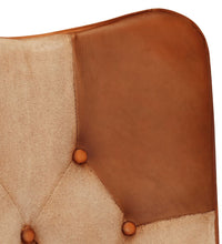 Ohrensessel Braun und Creme Echtleder