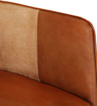 Ohrensessel Braun und Creme Echtleder