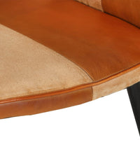 Ohrensessel Braun und Creme Echtleder