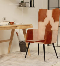 Ohrensessel Braun und Creme Echtleder