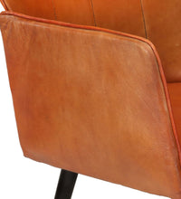 Ohrensessel mit Hocker Hellbraun Echtleder