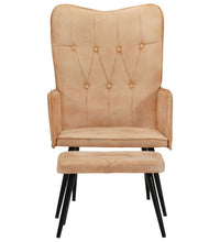 Ohrensessel mit Hocker Creme Canvas