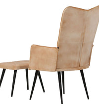 Ohrensessel mit Hocker Creme Canvas