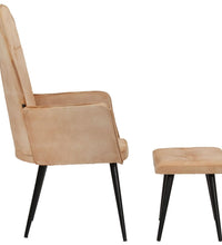Ohrensessel mit Hocker Creme Canvas
