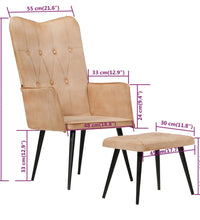 Ohrensessel mit Hocker Creme Canvas