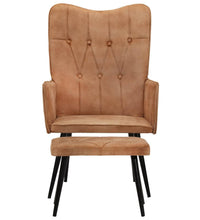 Ohrensessel mit Hocker Braun Canvas