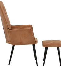 Ohrensessel mit Hocker Braun Canvas