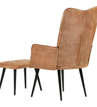 Ohrensessel mit Hocker Braun Canvas