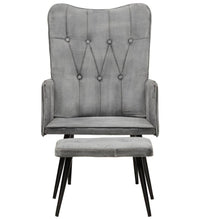 Ohrensessel mit Hocker Grau Vintage Canvas