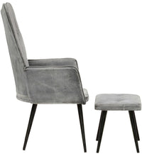 Ohrensessel mit Hocker Grau Vintage Canvas