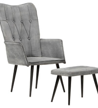 Ohrensessel mit Hocker Grau Vintage Canvas