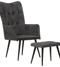 Ohrensessel mit Hocker Schwarz Vintage Canvas